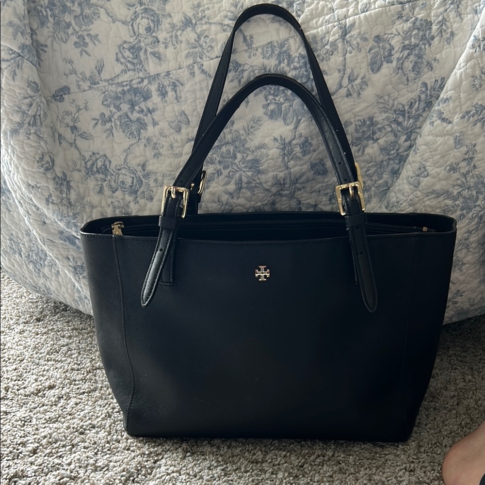 Tory Burch Black Tote with Silver Logo